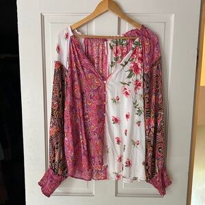 Free People Flowy Shirt Blouse Button-up